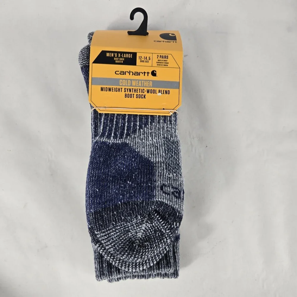 1 Pair Carhartt Cold weather Socks XL 12-14½ Gray Midweight Synthetic Wool Blend